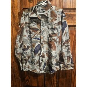 Karl Kani Jeans Boys Vintage Feathers Wildlife Motif Button Up Shirt Size 6 NWT